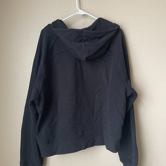 Quince Women Organic Cotton Heavyweight Fleece Cropped Half Zip Hoodie Black M - Picture 3 of 5